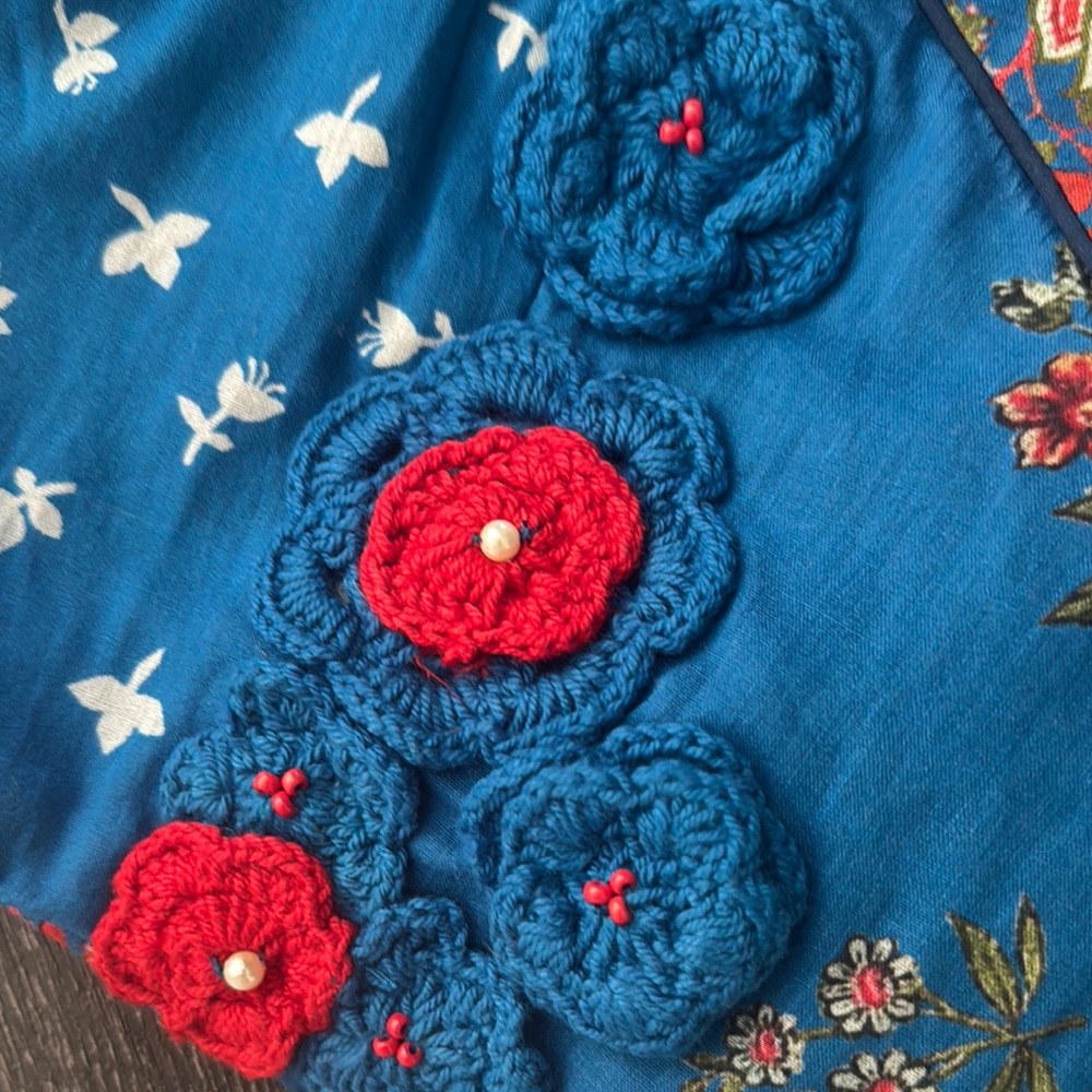 Floral Embroidered Blue Top - Picture 2 of 4